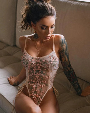 FLORENCE Floral Sheer Mesh Bodysuit