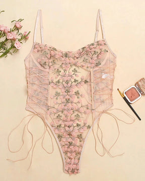 FLORENCE Floral Sheer Mesh Bodysuit