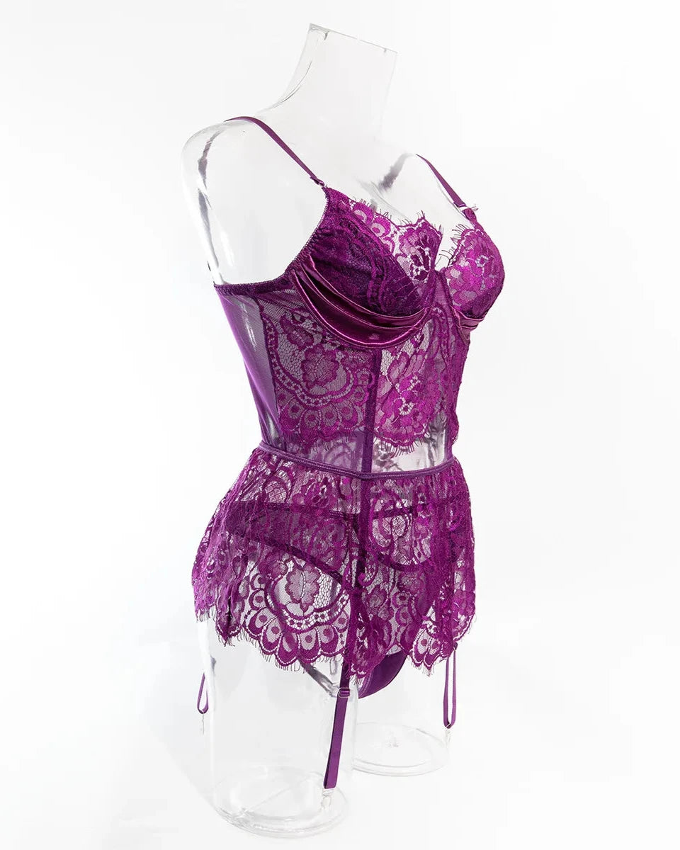 FEDERICA Sexy Purple Corset Lingerie Set