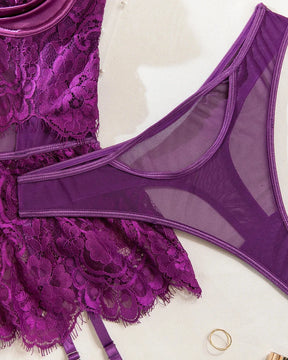 FEDERICA Sexy Purple Corset Lingerie Set