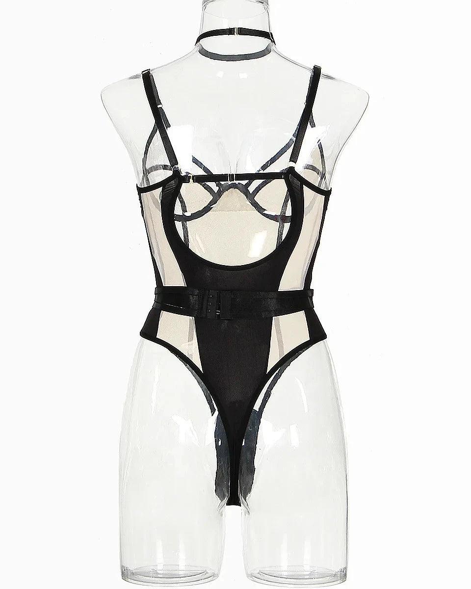 PILAR Transparent And Black Bodysuit