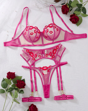 KISSES Dessous-Set aus transparentem Netzstoff mit Korsett