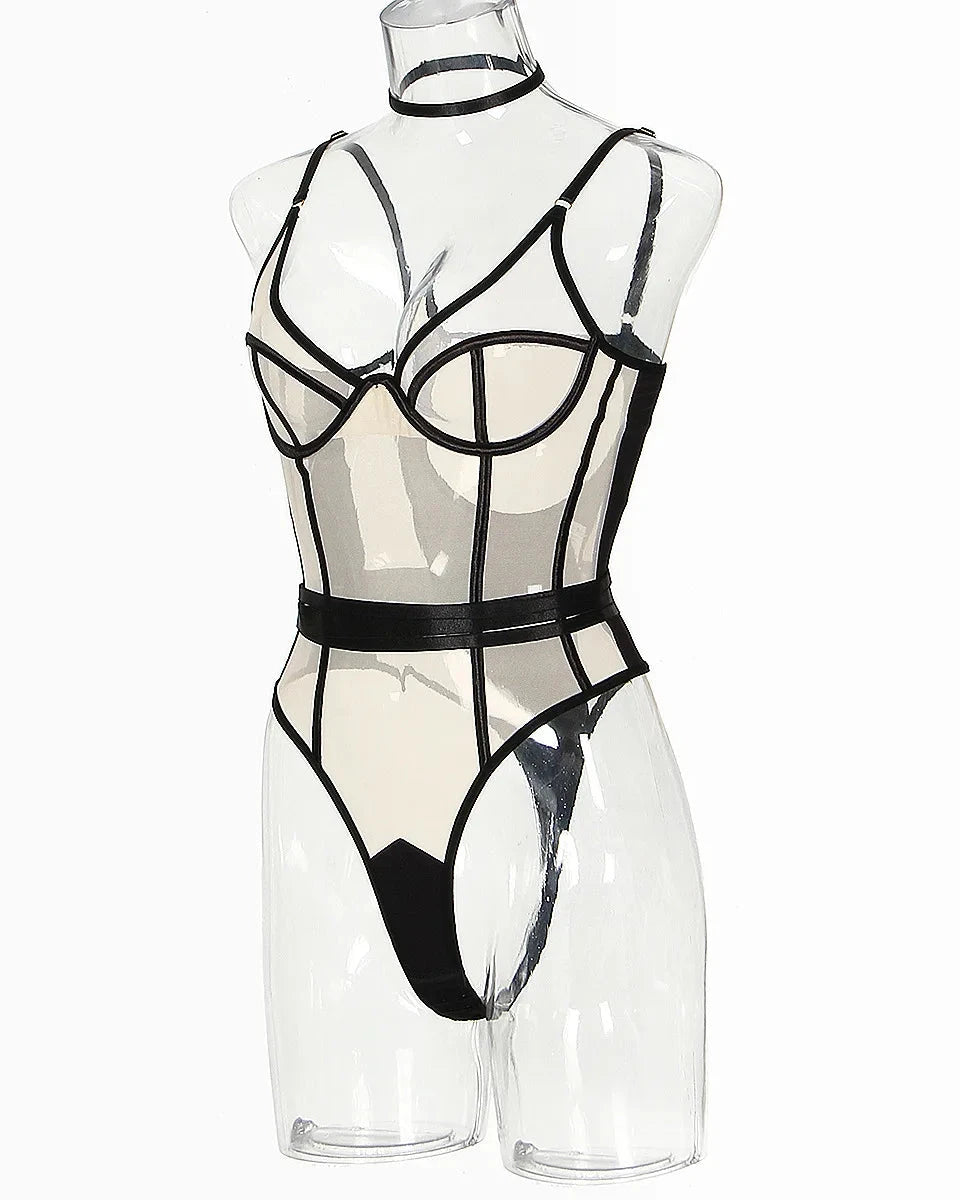 PILAR Transparent And Black Bodysuit