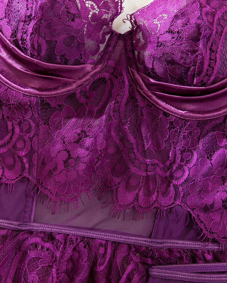 FEDERICA Sexy Purple Corset Lingerie Set