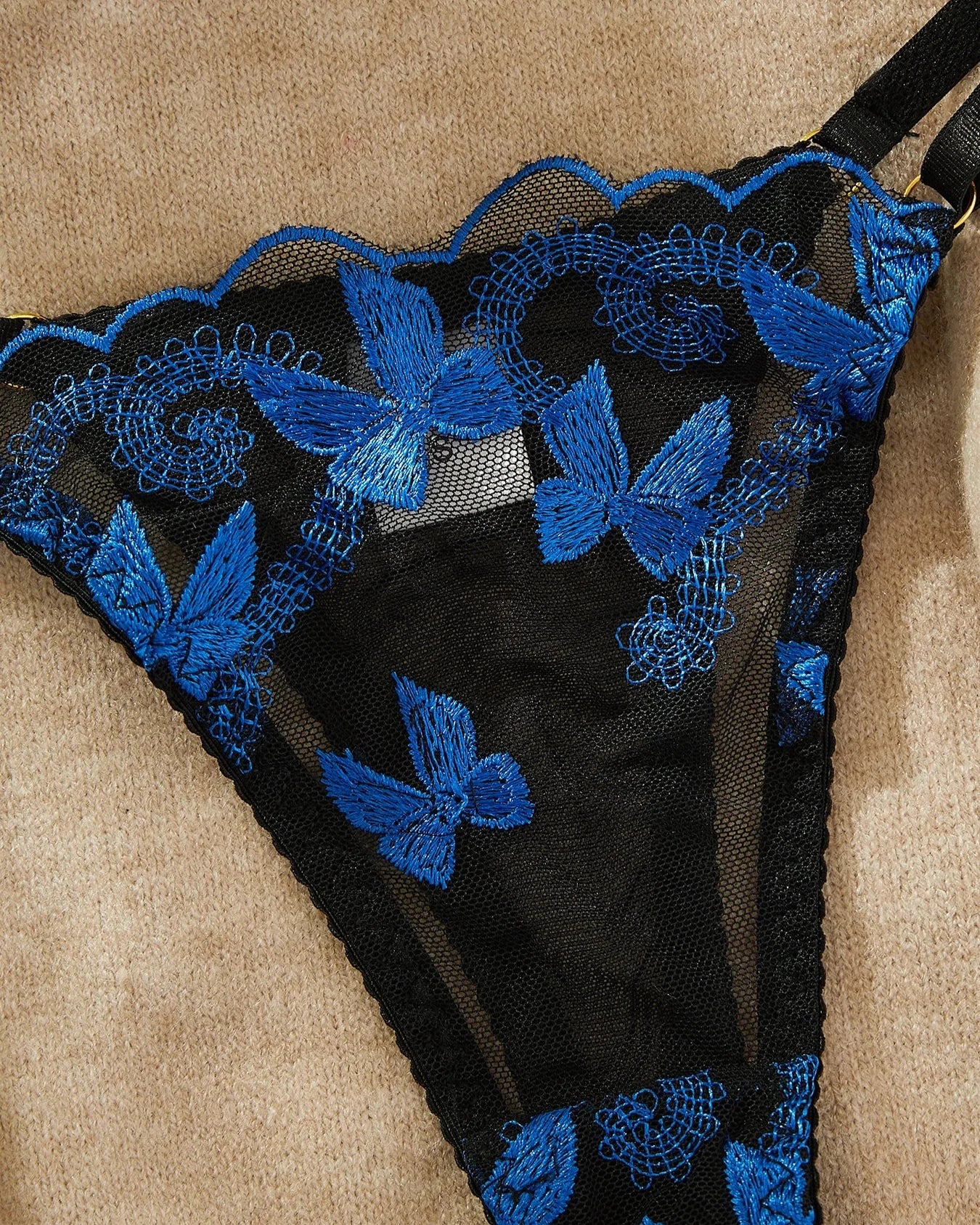 TERESA Black And Blue Lingerie Set With Butterflies