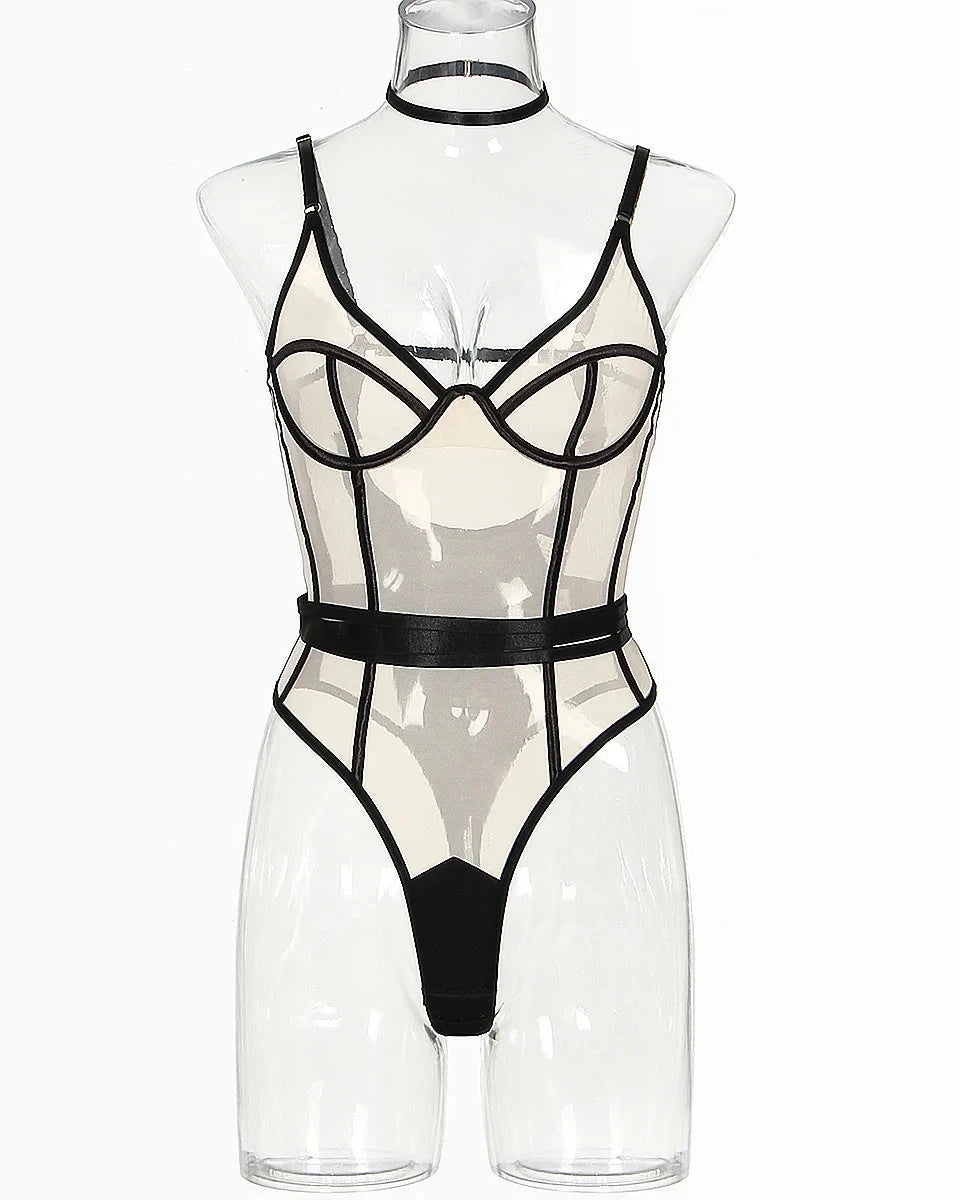 PILAR Transparent And Black Bodysuit