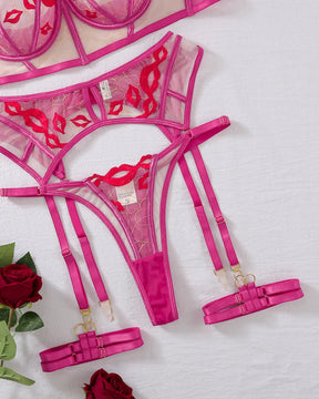 KISSES Dessous-Set aus transparentem Netzstoff mit Korsett