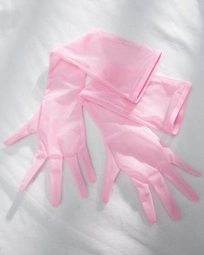 BARBIE Lindo conjunto de lencería rosa con guantes y detalles de mariposa