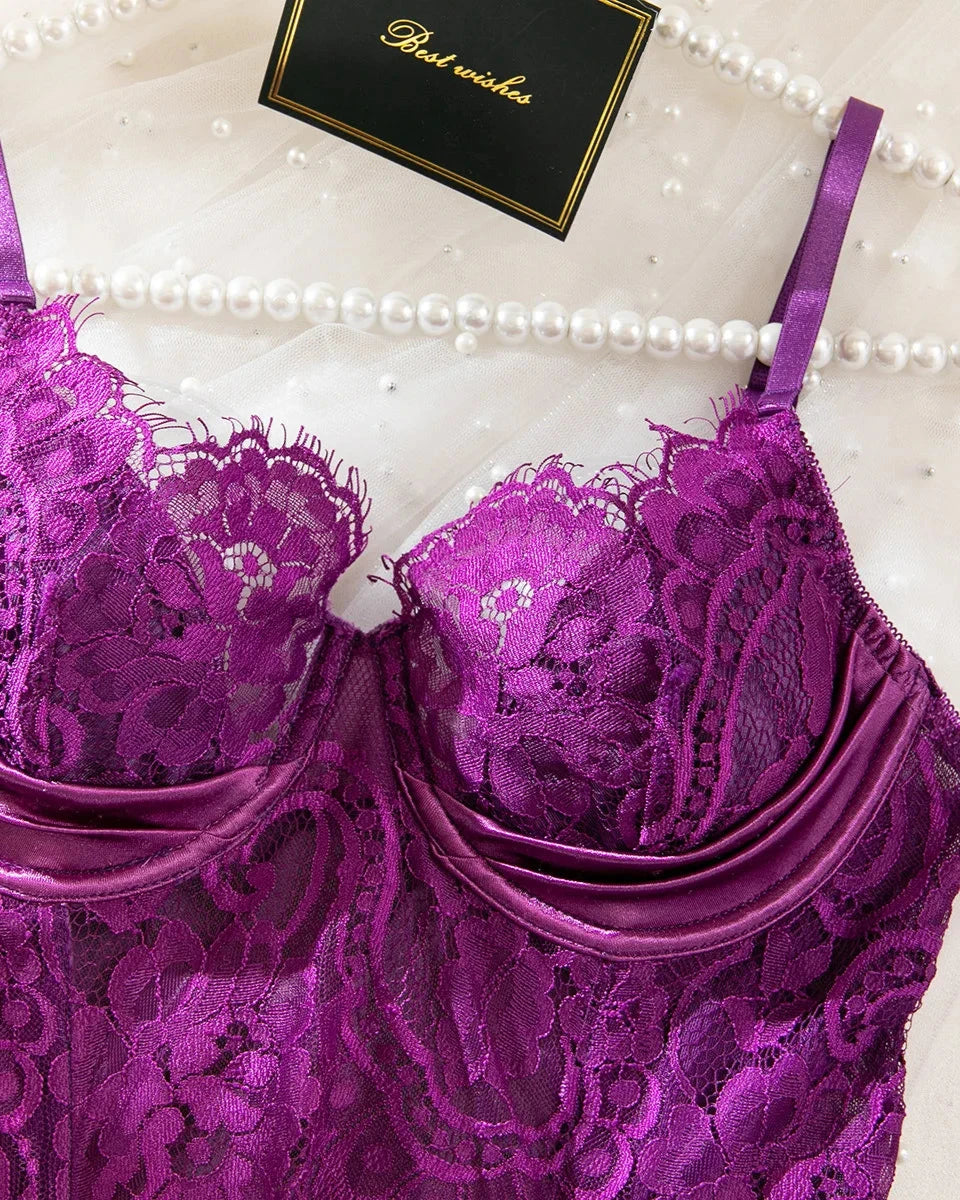 FEDERICA Sexy Purple Corset Lingerie Set