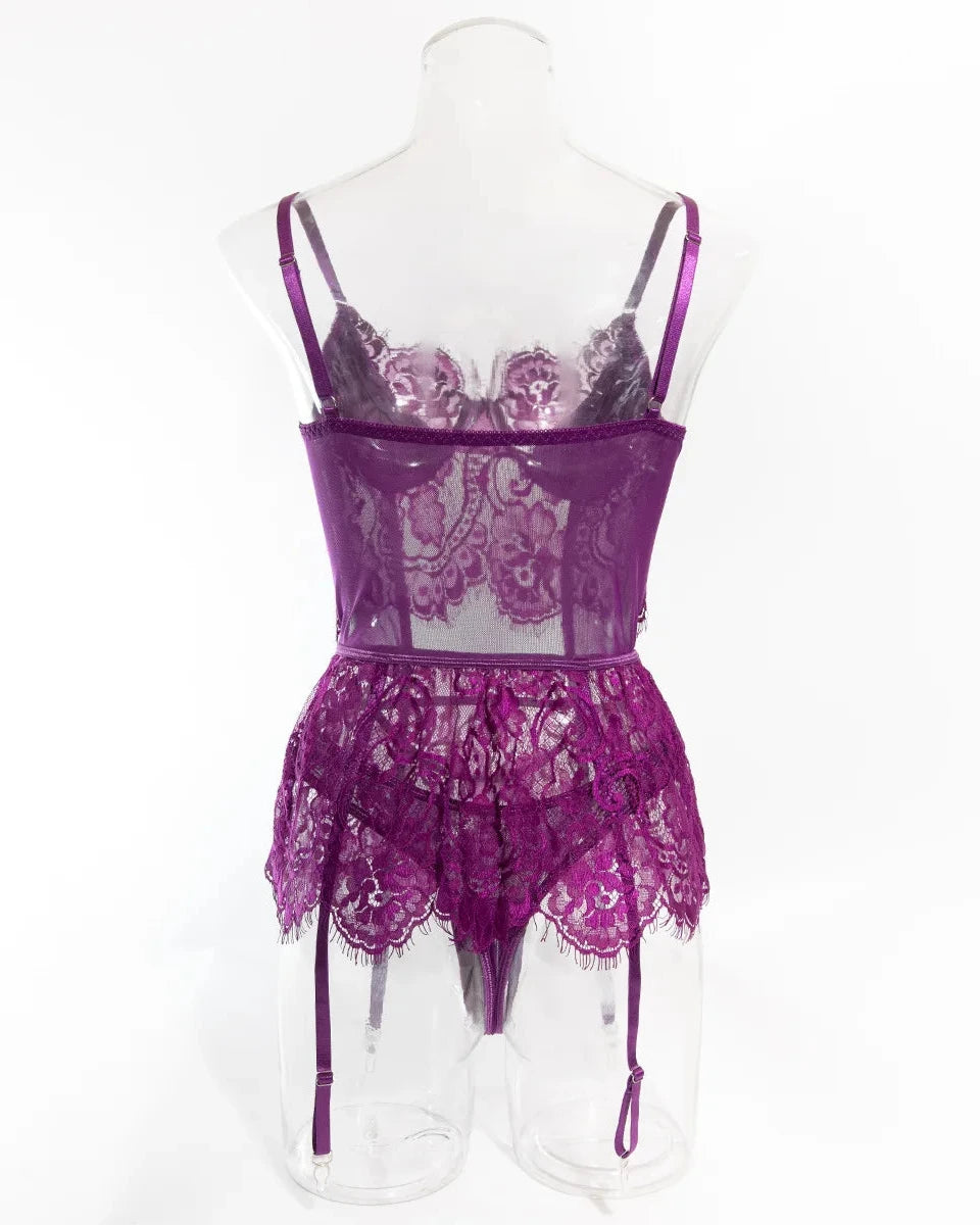 FEDERICA Sexy Purple Corset Lingerie Set